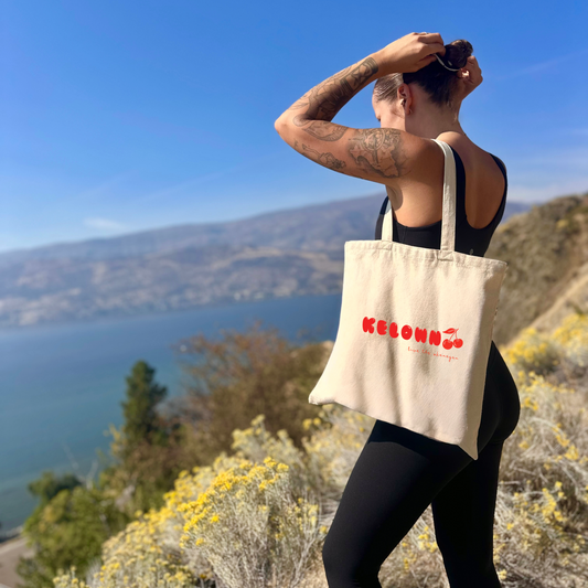 Kelowna Okanagan Cherry Tote Bag, Farmer's Market Grocery Bag, Reusable Shopping Tote, Eco-Friendly Beach Bag, Fruit Lover Gift
