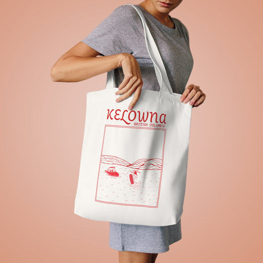 Kelowna Adventure Cotton Canvas Tote Bag, Eco-Friendly Shopping Bag, Beach Tote, Gift for Travelers, Sustainable Supply Bag